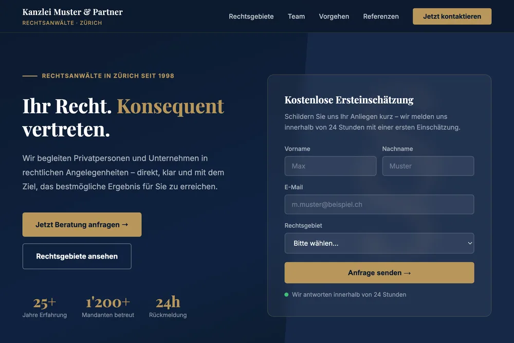 Startseite von Kanzlei Muster & Partner
