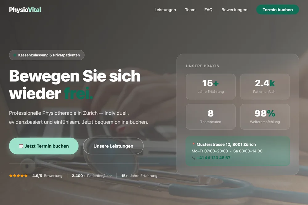 Startseite von PhysioVital